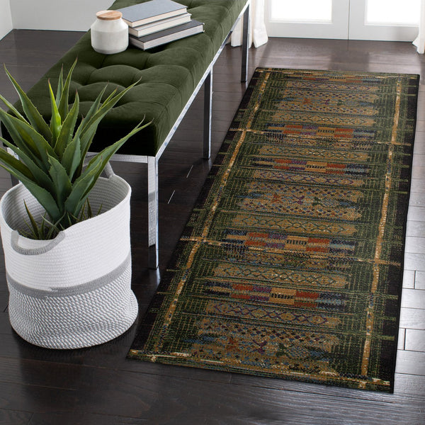 Trans Ocean Liora Manne Esencia Tribal Stripe Indoor/Outdoor Mat - Vibrant Southwestern Design For Any Space Green Polypropylene,Polyester Ecnr5805706