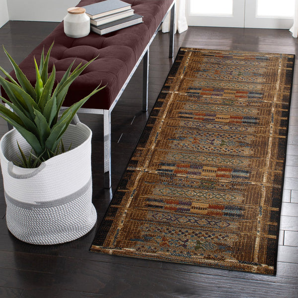 Trans Ocean Liora Manne Esencia Tribal Stripe Indoor/Outdoor Mat - Vibrant Southwestern Design For Any Space Gold Polypropylene,Polyester Ecnr5805709