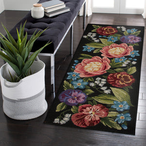 Trans Ocean Liora Manne Esencia Secret Garden Mat - Vibrant Botanical Design For Indoor/Outdoor Spaces Black Polypropylene,Polyester Ecnr5958948