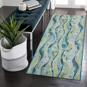 Trans Ocean Liora Manne Esencia Wave Indoor/Outdoor Mat - Contemporary Abstract Design In Soothing Blue Hues Blue Polypropylene,Polyester Ecnr5966204