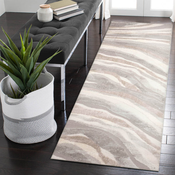 Trans Ocean Liora Manne Fiord Wave Indoor Area Rug – Contemporary Geometric Design In Soft Earth Tones Gold Polyester Fidr8632309