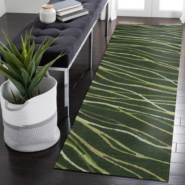Trans Ocean Liora Manne Horizon Ribbons Indoor Area Rug - Hand Tufted Wool With Contemporary Wave Design Green Wool Pile Hrnr8786516