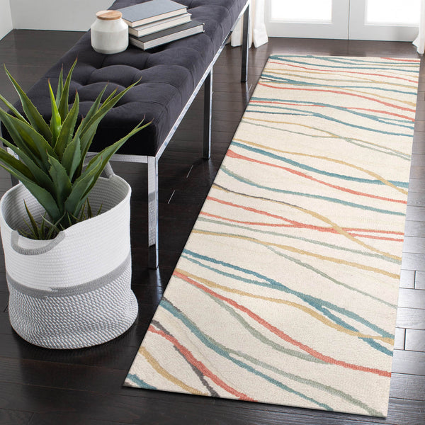 Trans Ocean Liora Manne Horizon Ribbons Indoor Area Rug - Hand Tufted Wool With Contemporary Wave Design Ivory Wool Pile Hrnr8786523
