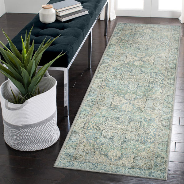 Trans Ocean Liora Manne Inspirations Heriz Indoor Area Rug - Distressed Medallion Design For Elegant Spaces Blue Polyester Ispr8111203