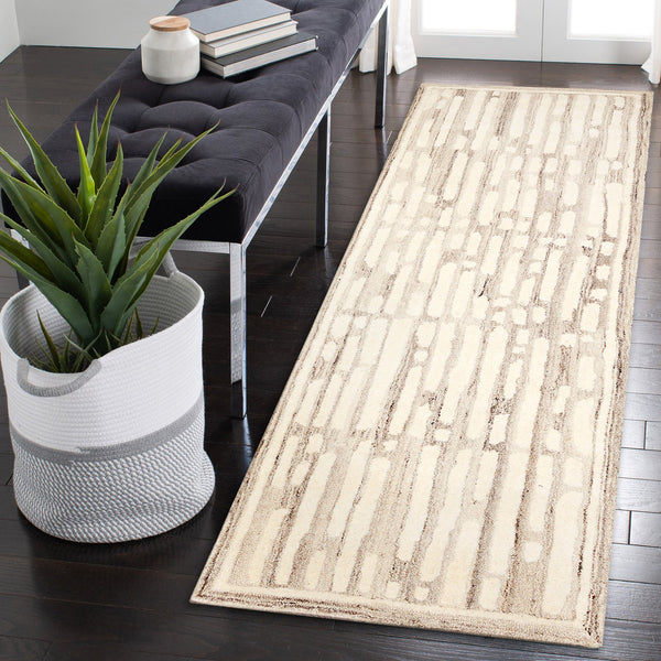 Trans Ocean Liora Manne Madison Shadow Area Rug 2' X 7'6" - Hand Tufted Wool With Stylish Transitional Stripes Natural Wool Mair8956012