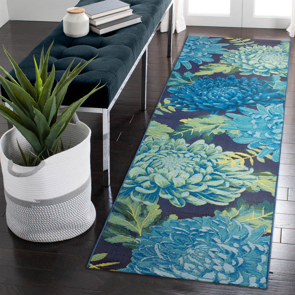 Trans Ocean Liora Manne Marina Mum Indoor/Outdoor Area Rug - Vibrant Floral Design For Style And Comfort Blue Polypropylene,Polyester Mnar8818303