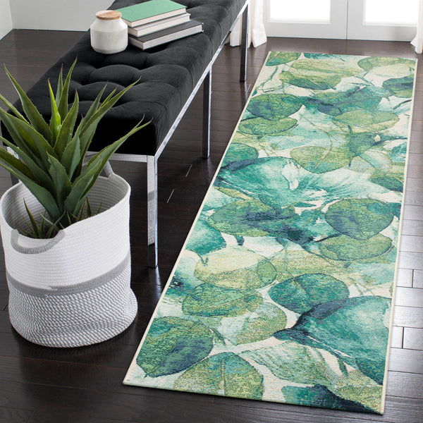 Trans Ocean Liora Manne Marina Botanical Indoor/Outdoor Area Rug - Vibrant Lotus Design For Fresh Spaces Green Polypropylene,Polyester Mnar8818906