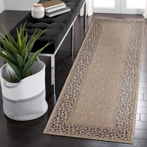 Trans Ocean Liora Manne Monaco Leopard Border Area Rug - Stylish Indoor/Outdoor Flatweave With Animal Print Design Natural Polypropylene Mocr8628212