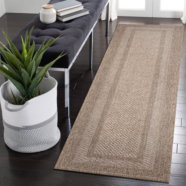 Trans Ocean Liora Manne Orly Power Loomed Geometric Area Rug For Indoor/Outdoor With Textured Border Design Natural Polypropylene Olyr8648412