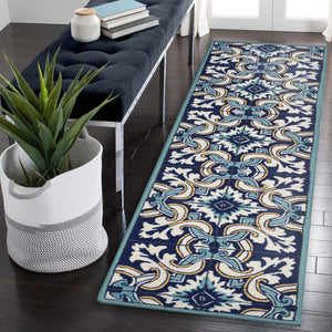 Trans Ocean Liora Manne Ravella Floral Tile Indoor/Outdoor Area Rug - Vibrant Geometric Design For All Spaces Blue Polypropylene,Acrylic Rvlr8225333
