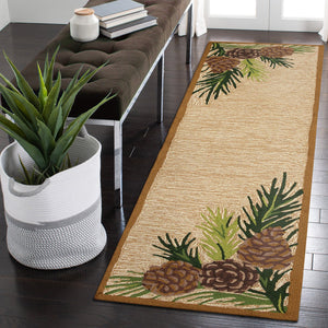 Trans Ocean Liora Manne Ravella Forest Border Indoor/Outdoor Area Rug - Botanical Pinecone Design For Any Space Natural Polypropylene,Acrylic Rvlr8230712