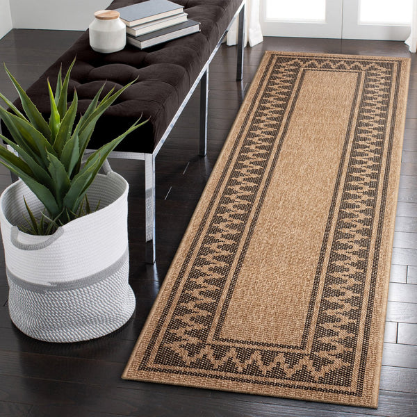 Trans Ocean Liora Manne Sahara Diamond Border Area Rug – Stylish Indoor/Outdoor Accent With Geometric Design Natural Polypropylene,Polyester Sahr8719212