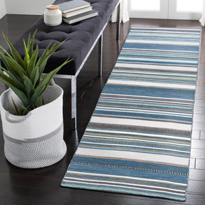 Trans Ocean Liora Manne Sonoma Malibu Stripe Indoor/Outdoor Area Rug - Stylish Hand Woven Geometric Accent Blue Polyester,Acrylic Snor8625804
