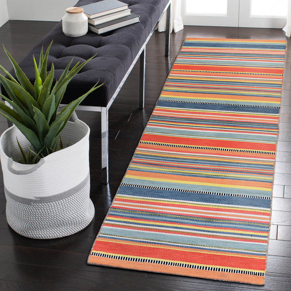Trans Ocean Liora Manne Sonoma Malibu Stripe Indoor/Outdoor Area Rug - Stylish Hand Woven Geometric Accent Orange Polyester,Acrylic Snor8625814