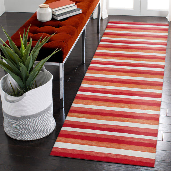 Trans Ocean Liora Manne Visions Ii Handmade Area Rug - Contemporary Painted Stripes For Indoor/Outdoor Use Red Polyester Vcfr8431324