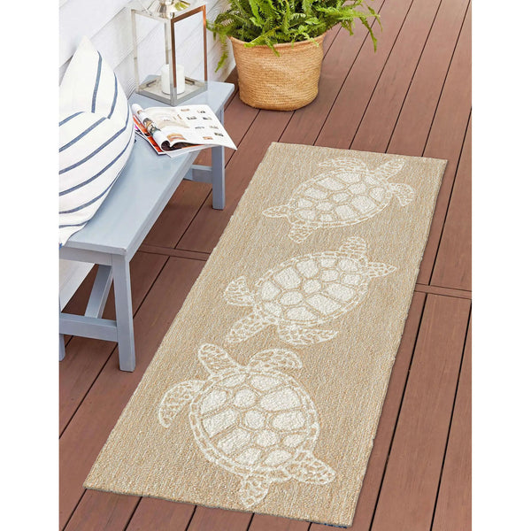 Trans Ocean Liora Manne Capri Turtle Handmade Indoor/Outdoor Area Rug - Vibrant Coastal Design For Any Space Natural Polyester,Acrylic Capr5163412