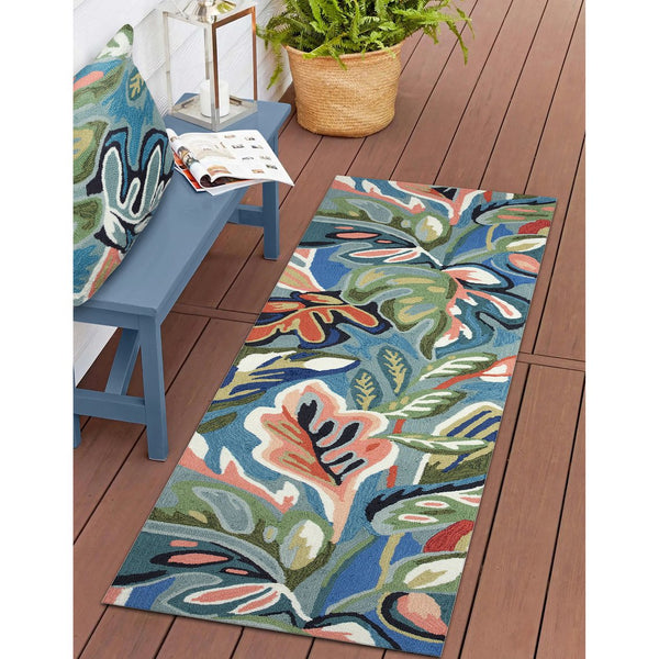 Trans Ocean Liora Manne Capri Indoor/Outdoor Rug - Vibrant Floral Geometric Design For Stylish Spaces Blue Polyester,Acrylic Capr5174004