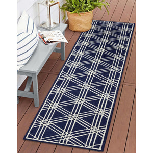 Trans Ocean Liora Manne Capri Hex Indoor/Outdoor Durable Area Rug - Stylish Geometric Accent For Any Space Navy Polyester,Acrylic Capr8174133