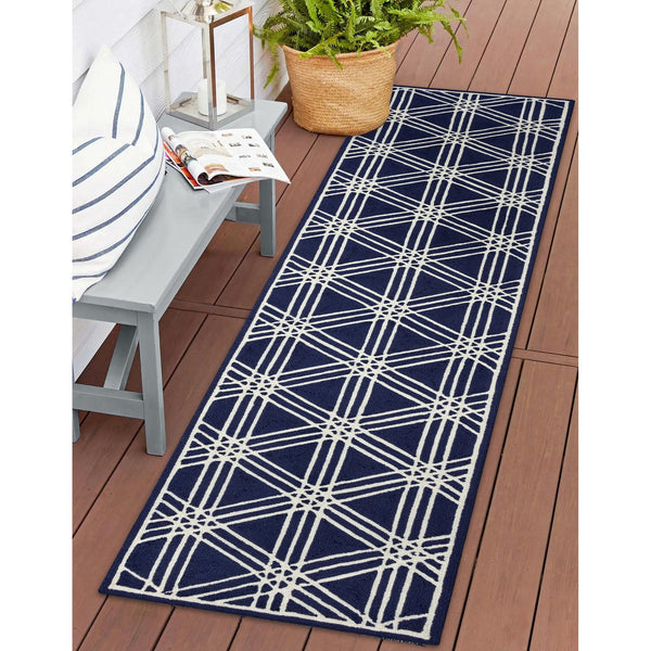 Trans Ocean Liora Manne Capri Hex Indoor/Outdoor Durable Area Rug - Stylish Geometric Accent For Any Space Navy Polyester,Acrylic Capr8174133