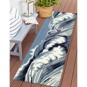 Trans Ocean Liora Manne Capri Wave Indoor/Outdoor Area Rug – Stunning Coastal Design For Elegant Spaces Blue Polyester,Acrylic Capr8175504