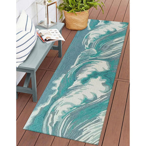 Trans Ocean Liora Manne Capri Wave Indoor/Outdoor Area Rug – Stunning Coastal Design For Elegant Spaces Blue Polyester,Acrylic Capr8175594