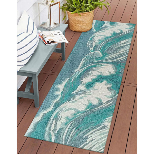 Trans Ocean Liora Manne Capri Wave Indoor/Outdoor Area Rug – Stunning Coastal Design For Elegant Spaces Blue Polyester,Acrylic Capr8175594