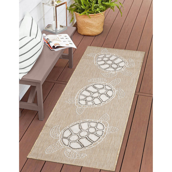 Trans Ocean Liora Manne Carmel Coastal Turtle Indoor/Outdoor Area Rug - Vibrant Beach Style For Any Space Natural Polypropylene,Polyester Crer5841312