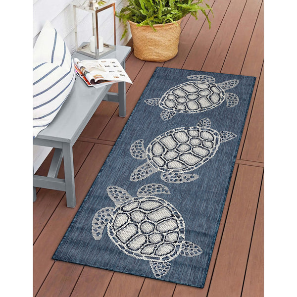 Trans Ocean Liora Manne Carmel Coastal Turtle Indoor/Outdoor Area Rug - Vibrant Beach Style For Any Space Navy Polypropylene,Polyester Crer5841333