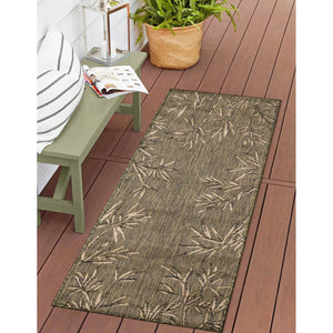 Trans Ocean Liora Manne Carmel Botanical Leaf Indoor/Outdoor Area Rug With Elegant Bamboo Border Design Green Polypropylene,Polyester Crer5848806