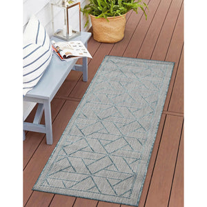 Trans Ocean Liora Manne Carmel Pyramid Indoor/Outdoor Area Rug - Contemporary Geometric Design For Stylish Spaces Blue Polypropylene,Polyester Crer5849604