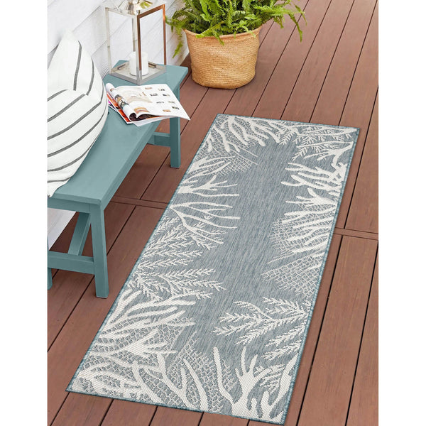Trans Ocean Liora Manne Carmel Reef Border Indoor/Outdoor Area Rug - Elegant Coastal Design For Any Space Blue Polypropylene,Polyester Crer5849804