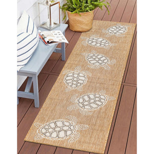 Trans Ocean Liora Manne Carmel Coastal Turtle Indoor/Outdoor Area Rug - Vibrant Beach Style For Any Space Natural Polypropylene,Polyester Crer8841312