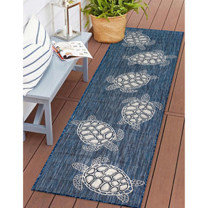 Trans Ocean Liora Manne Carmel Coastal Turtle Indoor/Outdoor Area Rug - Vibrant Beach Style For Any Space Navy Polypropylene,Polyester Crer8841333