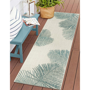 Trans Ocean Liora Manne Carmel Palm Indoor/Outdoor Area Rug – Tropical Botanical Leaf Design For Any Space Blue Polypropylene,Polyester Crer8843904