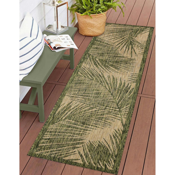 Trans Ocean Liora Manne Carmel Fronds Botanical Indoor/Outdoor Area Rug - Elegant Transitional Design For Any Space Green Polypropylene,Polyester Crer8847406
