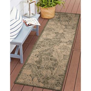 Trans Ocean Liora Manne Carmel Botanical Indoor/Outdoor Area Rug - Elegant Tropical Floral Design For Any Space Green Polypropylene,Polyester Crer8849106