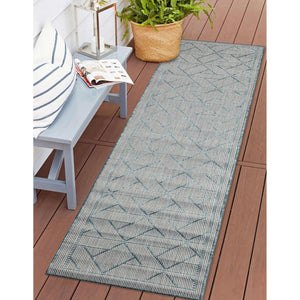 Trans Ocean Liora Manne Carmel Pyramid Indoor/Outdoor Area Rug - Contemporary Geometric Design For Stylish Spaces Blue Polypropylene,Polyester Crer8849604