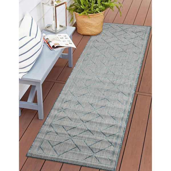 Trans Ocean Liora Manne Carmel Pyramid Indoor/Outdoor Area Rug - Contemporary Geometric Design For Stylish Spaces Blue Polypropylene,Polyester Crer8849604