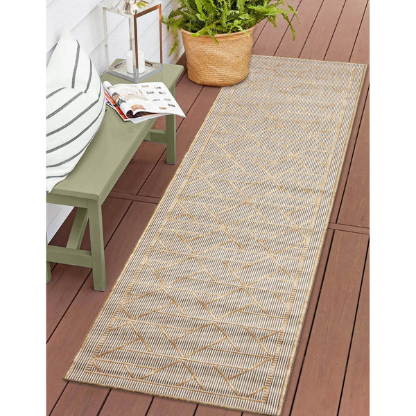 Trans Ocean Liora Manne Carmel Pyramid Indoor/Outdoor Area Rug - Contemporary Geometric Design For Stylish Spaces Beige Polypropylene,Polyester Crer5849612