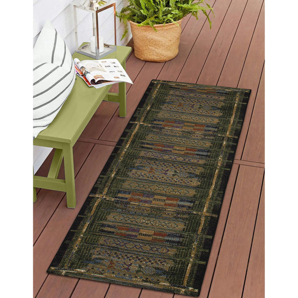 Trans Ocean Liora Manne Esencia Tribal Stripe Indoor/Outdoor Mat - Vibrant Southwestern Design For Any Space Green Polypropylene,Polyester Ecnr5805706
