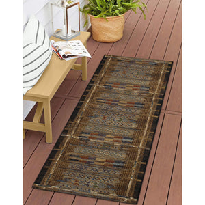 Trans Ocean Liora Manne Esencia Tribal Stripe Indoor/Outdoor Mat - Vibrant Southwestern Design For Any Space Gold Polypropylene,Polyester Ecnr5805709