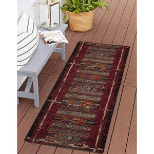 Trans Ocean Liora Manne Esencia Tribal Stripe Indoor/Outdoor Mat - Vibrant Southwestern Design For Any Space Red Polypropylene,Polyester Ecnr5805724