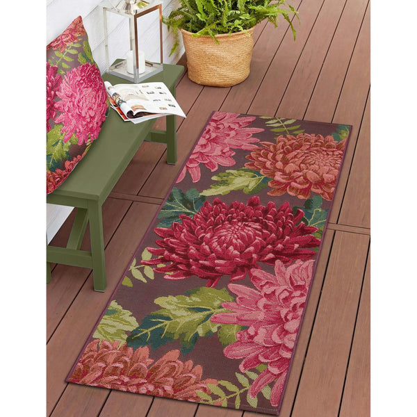 Trans Ocean Liora Manne Esencia Mums Indoor/Outdoor Non-slip Mat - Vibrant Botanical Design For Any Space Pink Polypropylene,Polyester Ecnr5818337