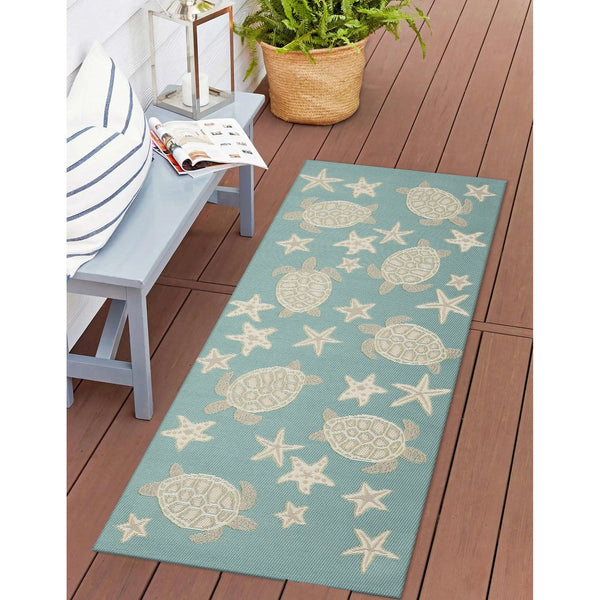 Trans Ocean Liora Manne Esencia Turtle And Stars Indoor/Outdoor Mat – Vibrant Coastal Design For Any Space Blue Polypropylene,Polyester Ecnr5957604