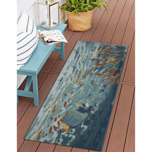 Trans Ocean Liora Manne Esencia Fantasea Indoor/Outdoor Non-slip Mat With Vibrant Coastal Underwater Design Blue Polypropylene,Polyester Ecnr5957904