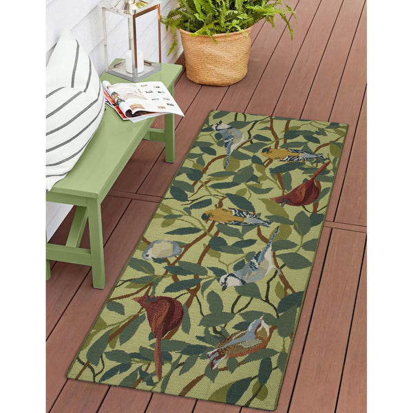 Trans Ocean Liora Esencia Indoor/Outdoor Non-slip Mat Featuring Whimsical Birds And Nature-inspired Design Green Polypropylene,Polyester Ecnr5958706