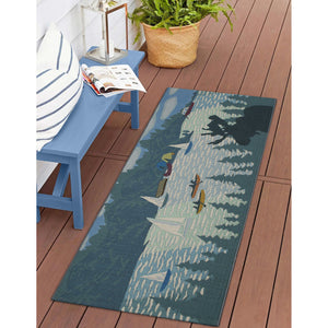 Trans Ocean Liora Manne Esencia Lake Life Indoor/Outdoor Mat - Whimsical Sailboats For Your Home Or Patio Blue Polypropylene,Polyester Ecnr5959103