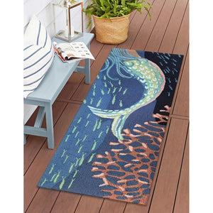 Trans Ocean Liora Manne Frontporch Siren Sighting Coastal Indoor/Outdoor Mat With Vibrant Mermaid Design Blue Polyester,Acrylic Ftpr5467704