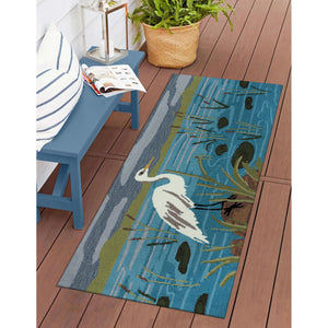 Trans Ocean Liora Manne Frontporch Egret Indoor/Outdoor Mat - Durable, Hand-tufted Rug With Marsh Scene Design Blue Polyester,Acrylic Ftpr5472403