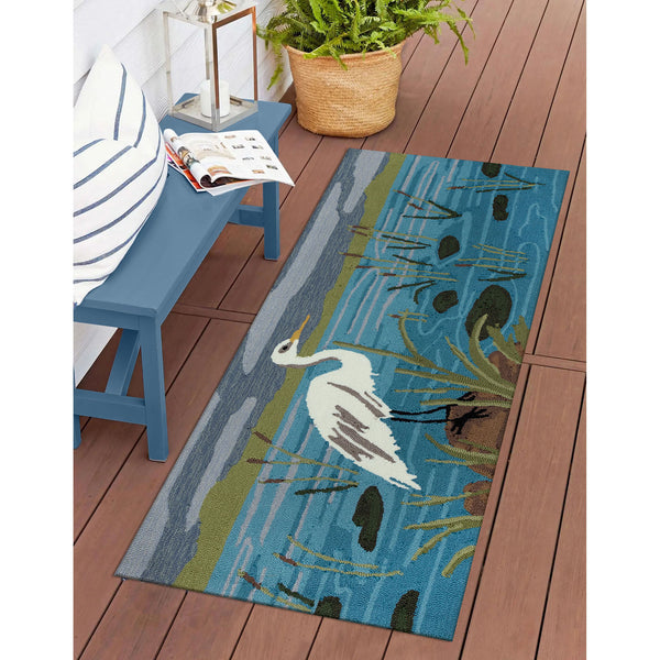 Trans Ocean Liora Manne Frontporch Egret Indoor/Outdoor Mat - Durable, Hand-tufted Rug With Marsh Scene Design Blue Polyester,Acrylic Ftpr5472403